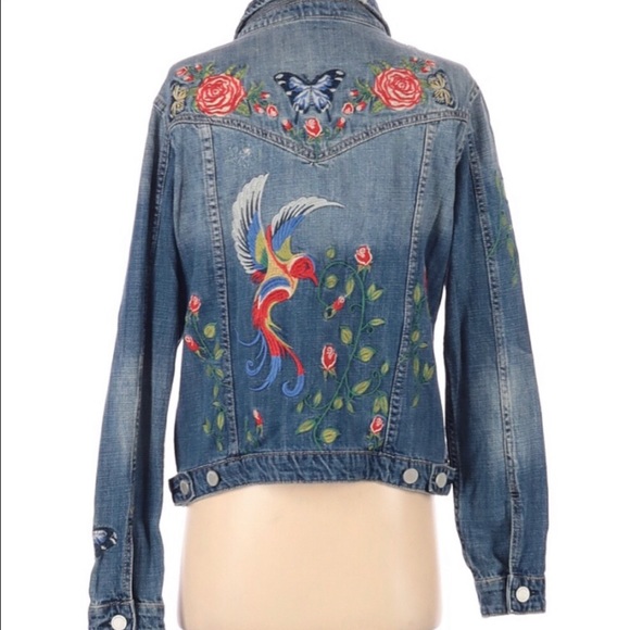 Blank NYC Wild Child Bird Embroider Denim Jacket S - Picture 15 of 15
